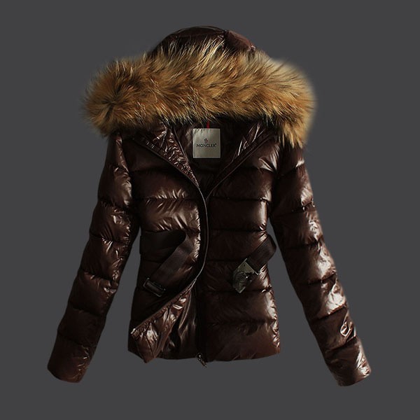 Moncler marrone cinturino E Pelliccia Cap Donna Giacche uscita